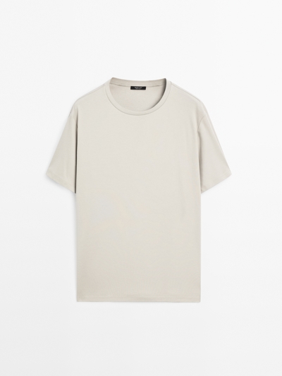 Massimo Dutti Футболка из хлопково-шелковой смеси