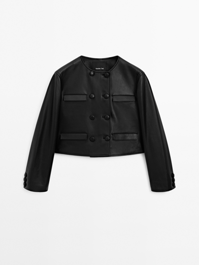 Massimo Dutti Короткий пиджак с деталями из кожи на пуговицах купить с доставкой.