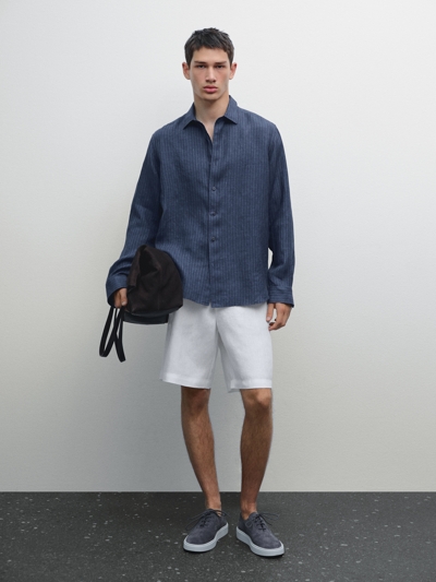 Massimo Dutti Рубашка из льна с регулярной посадкой купить с доставкой.