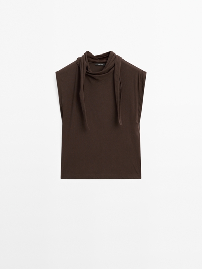 Massimo Dutti Топ с деталью завязывания на шее