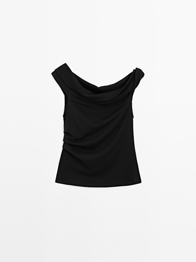 Massimo Dutti Топ без бретелек с драпировкой купить с доставкой.