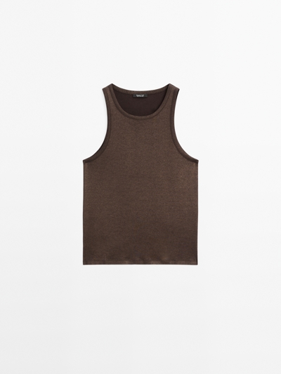 Massimo Dutti Топ с круглым вырезом и блестящими деталями