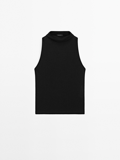 Massimo Dutti Топ с высоким воротником с металлическим эффектом