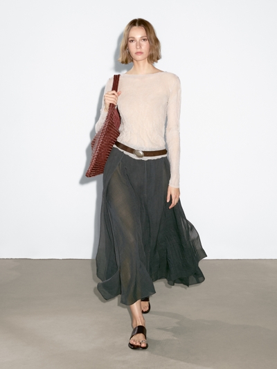 Massimo Dutti Длинная юбка с оборками и подолом на полу купить с доставкой.