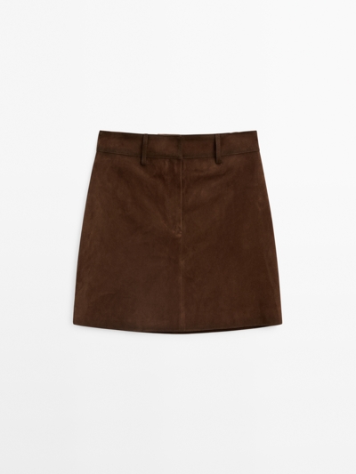 Massimo Dutti Мини-юбка из замши козьей кожи купить с доставкой.