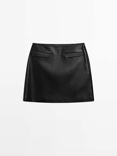 Massimo Dutti Кожаная мини-юбка с карманами купить с доставкой.