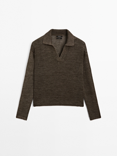 Massimo Dutti Поло из 100% льна вязаное купить с доставкой.