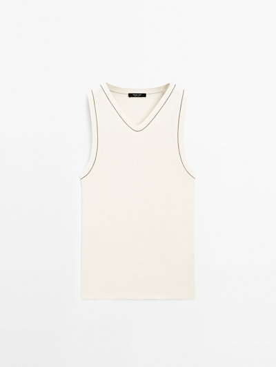 Massimo Dutti Футболка из 100% хлопка с контрастными деталями купить с доставкой.