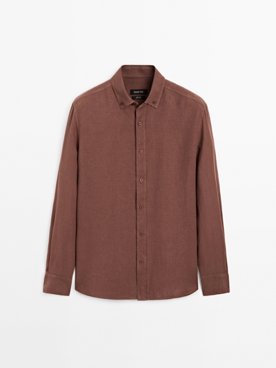 Massimo Dutti Рубашка из 100% льна с регулярной посадкой купить с доставкой.