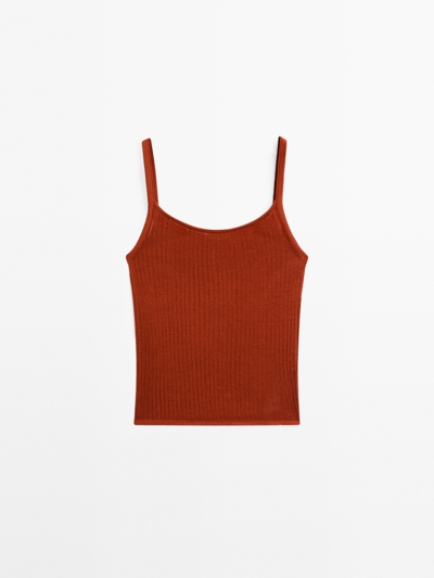 Massimo Dutti Рифленый топ короткого кроя купить с доставкой.