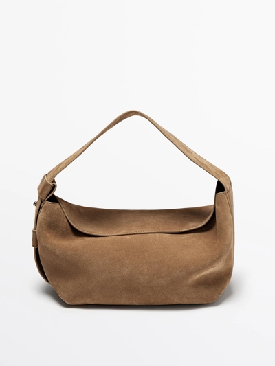 SPLIT SUEDE LEATHER SHOULDER BAG