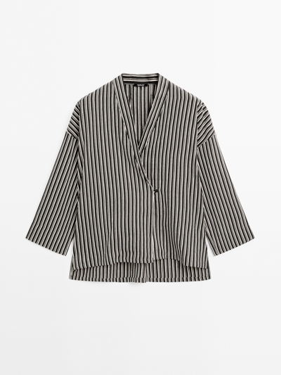 Massimo Dutti Полушерстяной халат в полоску купить с доставкой.