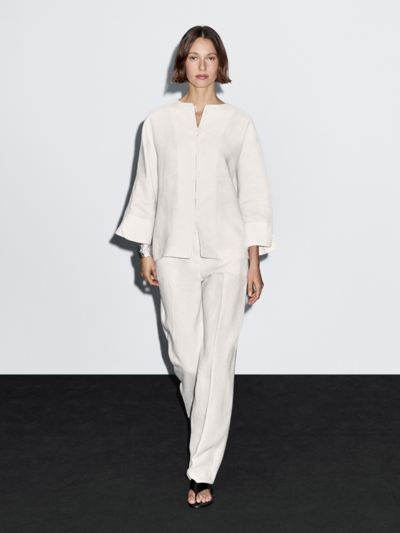 Massimo Dutti Халат с пуговицами из 100% льна купить с доставкой.