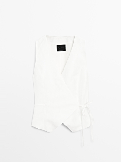 Massimo Dutti Жилет из льняной смесовой ткани с кружевным поясом купить с доставкой.