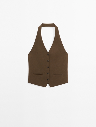 Massimo Dutti Жилет с открытыми плечами и гладким полем купить с доставкой.
