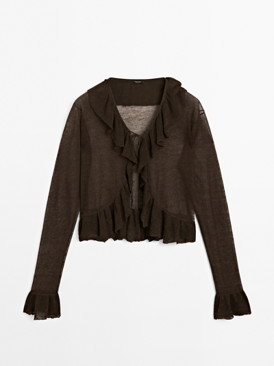 Massimo Dutti Кардиган с льняным ворсом и оборками купить с доставкой.
