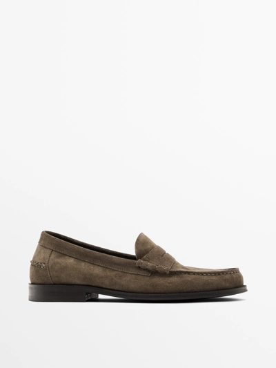 SPLIT SUEDE PENNY LOAFERS