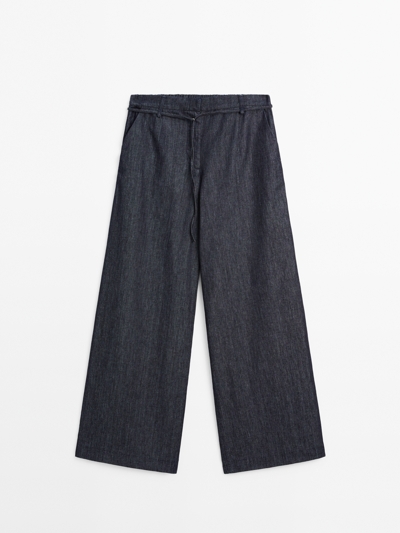 Massimo Dutti Джинсы с высокой посадкой и широкими штанинами с поясом