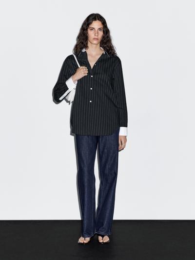 Massimo Dutti Рубашка в полоску с контрастной деталью