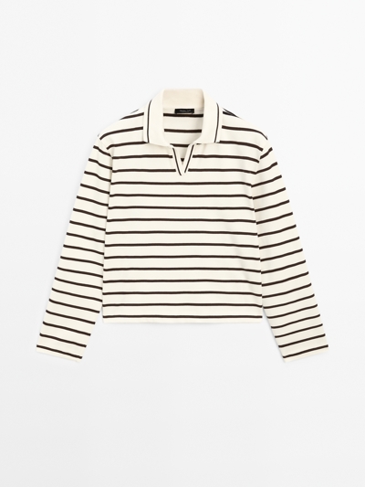 Massimo Dutti Поло рубашка в полоску из 100% хлопка