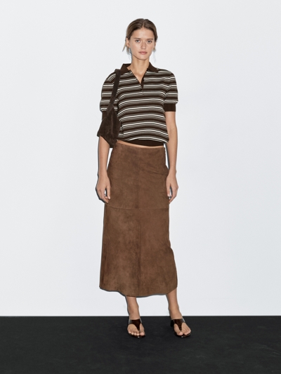 Massimo Dutti Поло с деталями полосок из 100% хлопка