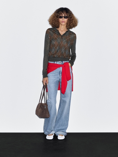 Massimo Dutti Свитер-поло с деталями ромбов