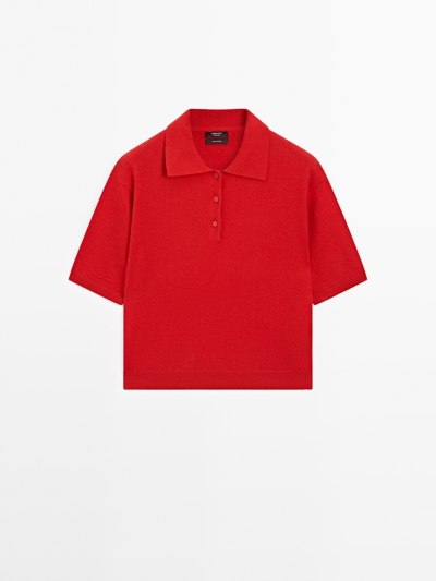 Massimo Dutti 100% кашемировый вязаный свитер с коротким рукавом