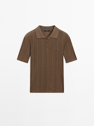 Massimo Dutti Поло из 100% хлопка с ребристыми деталями купить с доставкой.