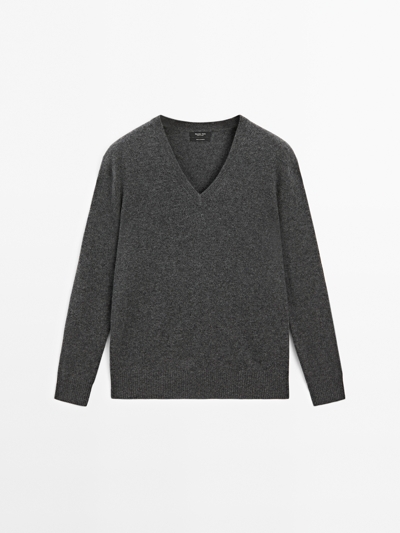 Massimo Dutti Водолазка из вязаного кашемира с V-образным вырезом