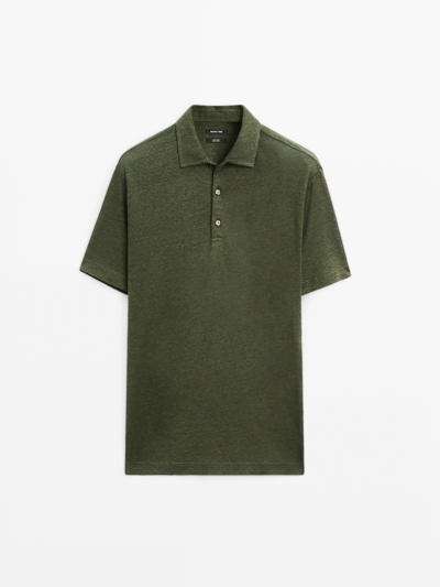 Massimo Dutti Поло с коротким рукавом из 100% льна