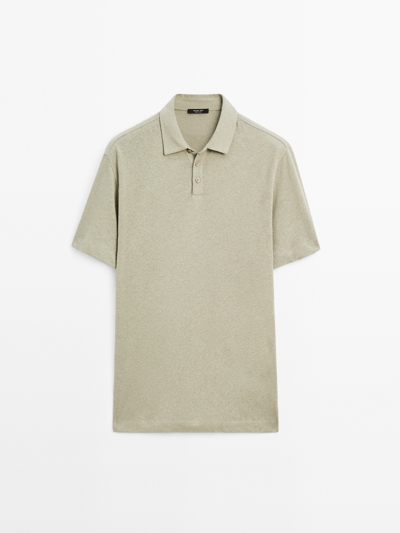Massimo Dutti Поло с коротким рукавом из льна купить с доставкой.
