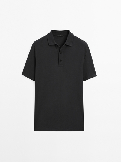 Massimo Dutti Поло с коротким рукавом и текстурой