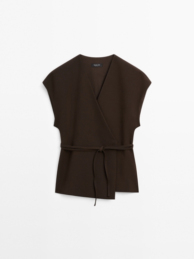 Massimo Dutti Жакет на запах с перекрестными бантами купить с доставкой.