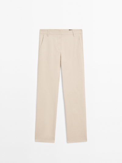 Massimo Dutti Брюки прямого кроя из хлопково-шерстяной смеси купить с доставкой.