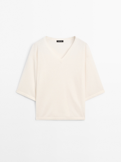 Massimo Dutti Свитер V-образный вырез из шерстяной смеси купить с доставкой.