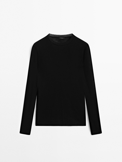 Massimo Dutti Легкая футболка с деталями воротника