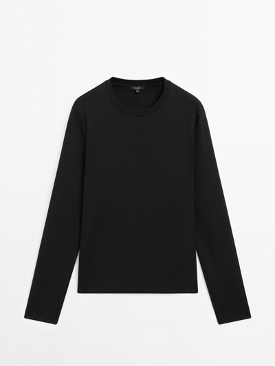 Massimo Dutti Лонгслив из интерлока 100% хлопок купить с доставкой.