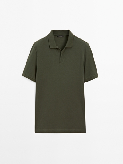 Massimo Dutti Поло из микроструктурированного хлопка с пике купить с доставкой.
