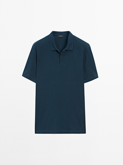 Massimo Dutti Поло из микроструктурированного хлопка с пике