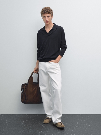 Massimo Dutti Поло вязаный свитер из хлопка