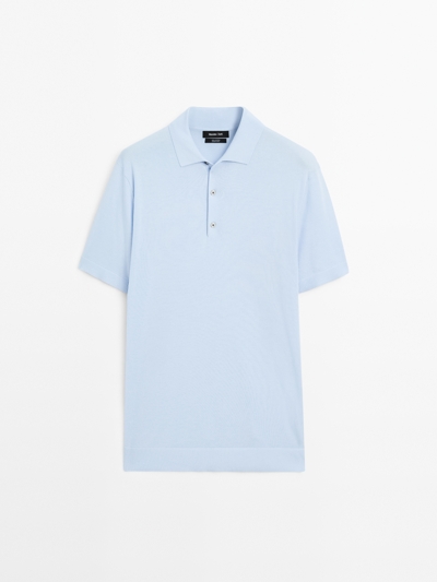 Massimo Dutti Поло из вязаного хлопкового трикотажа с коротким рукавом