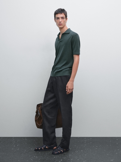 Massimo Dutti Поло с V-образным вырезом вязаное или крючком купить с доставкой.