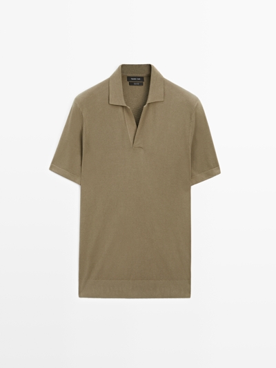 Massimo Dutti Поло с V-образным вырезом из трикотажа