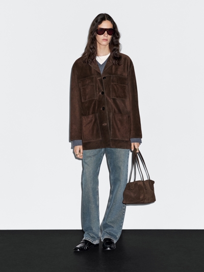 Massimo Dutti Куртка из разделанной замши с карманами купить с доставкой.