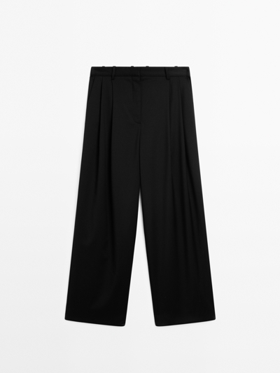 Massimo Dutti Брюки с мягкими складками из 100% шерсти