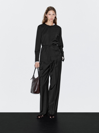 Massimo Dutti Блузка из шерстяной смеси с поясом
