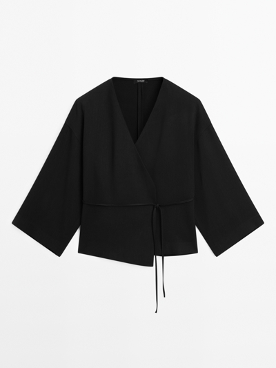 Massimo Dutti FLOWING V-NECK KIMONO