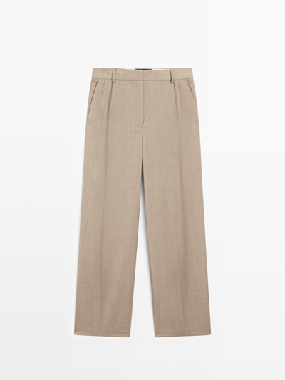 Massimo Dutti Брюки с защипами из 100% шерсти купить с доставкой.