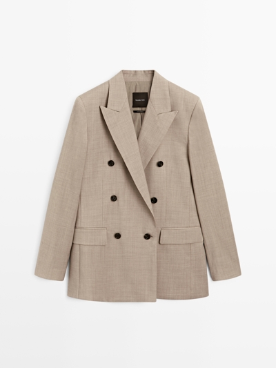 Massimo Dutti Двубортный пиджак из 100% шерсти купить с доставкой.
