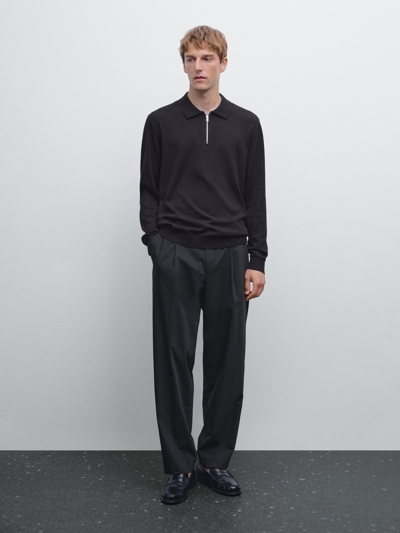 Massimo Dutti Поло с молнией из трикотажа